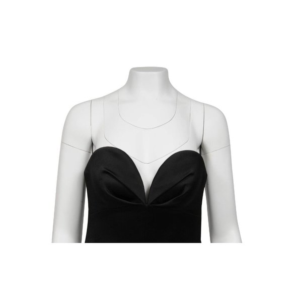 Rasario Corset Long Maxi Dress IT 42 Black Satin Strapless Front Split - Picture 2 of 10